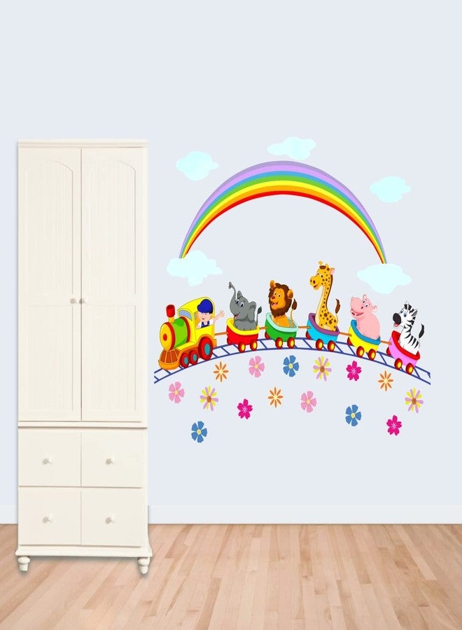 VCREATE DECOR Animals with Train Wall Sticker & Decal (PVC Vinyl,Size- 58 Cm X 56 Cm) - Image 2